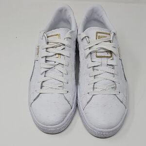 PUMA Women's White Sneakers with Gold Accents